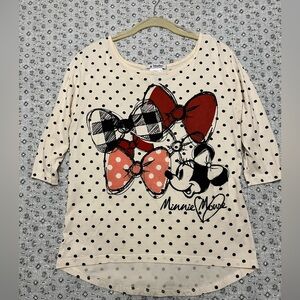Disney Parks Minnie Mouse Polka Dot Top - 3/4 Sleeve Disney Cruise Worthy Large